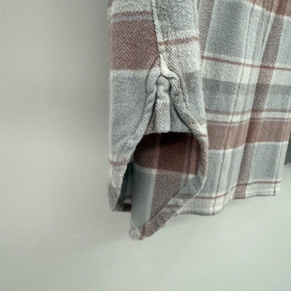 Womens Soft Plaid Flannel Shirt Size‎ L Dusty Mauve Neutral Granola Girl Hiking - Picture 13 of 14
